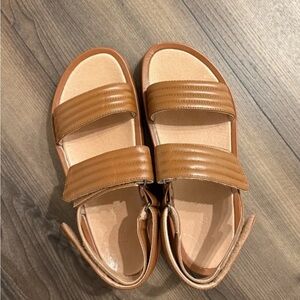 Madewell Georgie Quilted Platform Sandals Leather English Saddle Size US 8